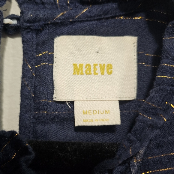 Anthropologie Maeve Women’s Reston Blouse Navy Blue Vertical Stripes Siz… - Picture 6 of 10